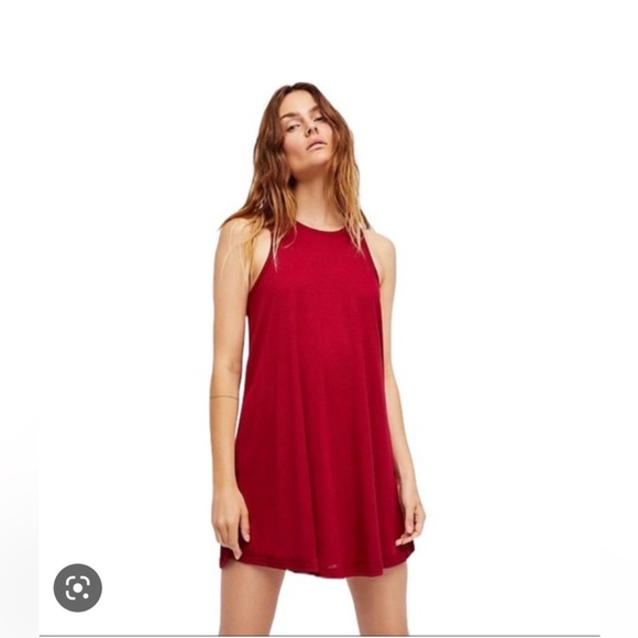 Free People Beach Rasberry red tank dress racer back M - Picture 1 of 6